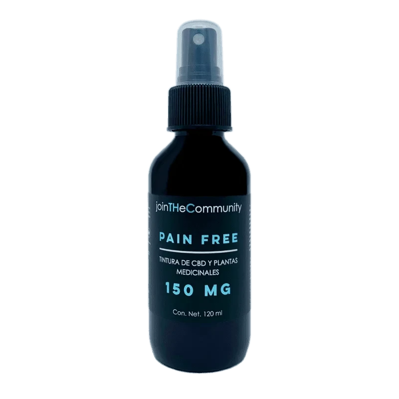 Etiqueta frontal del spray Pain Free: 150 mg de CBD y 120 ml
